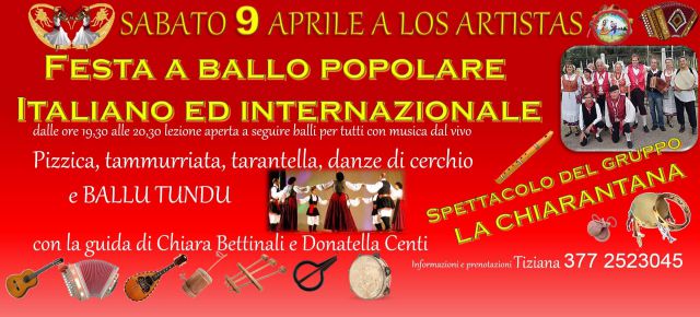 ❤❤❤ Festa a ballo popolare Italiano ed internazionale ❤❤❤ Ballu Tundu sabato 9 aprile 2016