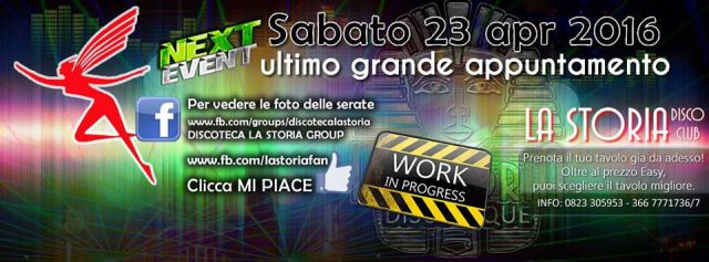 Sabato ultimo live in Taverna e disco Staggionale Alla Discoteca la StoriaClub