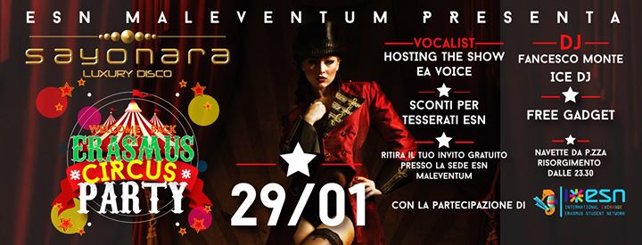 ERASMUS CIRCUS PARTY @SAYONARA LUXURY DISCO