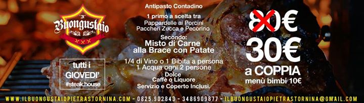 Menu' CARNE 15€ al Ristorante Buongustaio