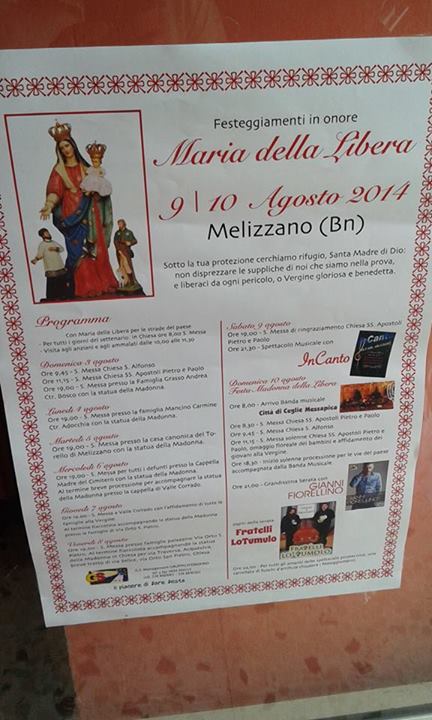 FESTA IN ONORE DELLA MADONNA DELLA LIBERA MELIZZANO