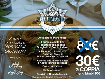 Menù di Pesce 30€ a COPPIA al Buongustaio