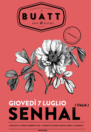 Senhal (italia) / LIVE Piazzetta Cosimo Vestuti @Buatt / Giovedì 7 Luglio ORE 23:00 / Ingresso Gratuito /
