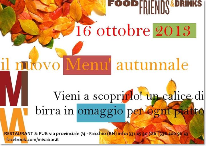 Il nuovo menù autunnale!