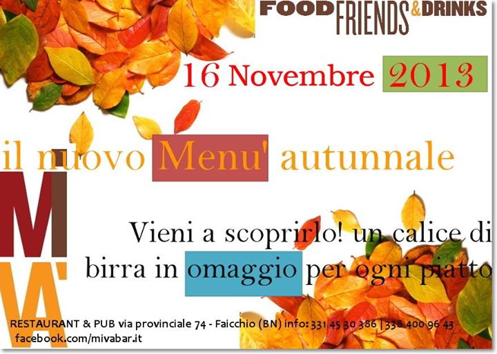 Il nuovo menù autunnale!
