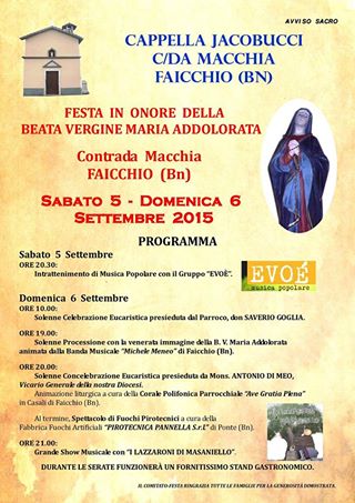 FESTA  IN  ONORE  DELLA BEATA VERGINE MARIA ADDOLORATA